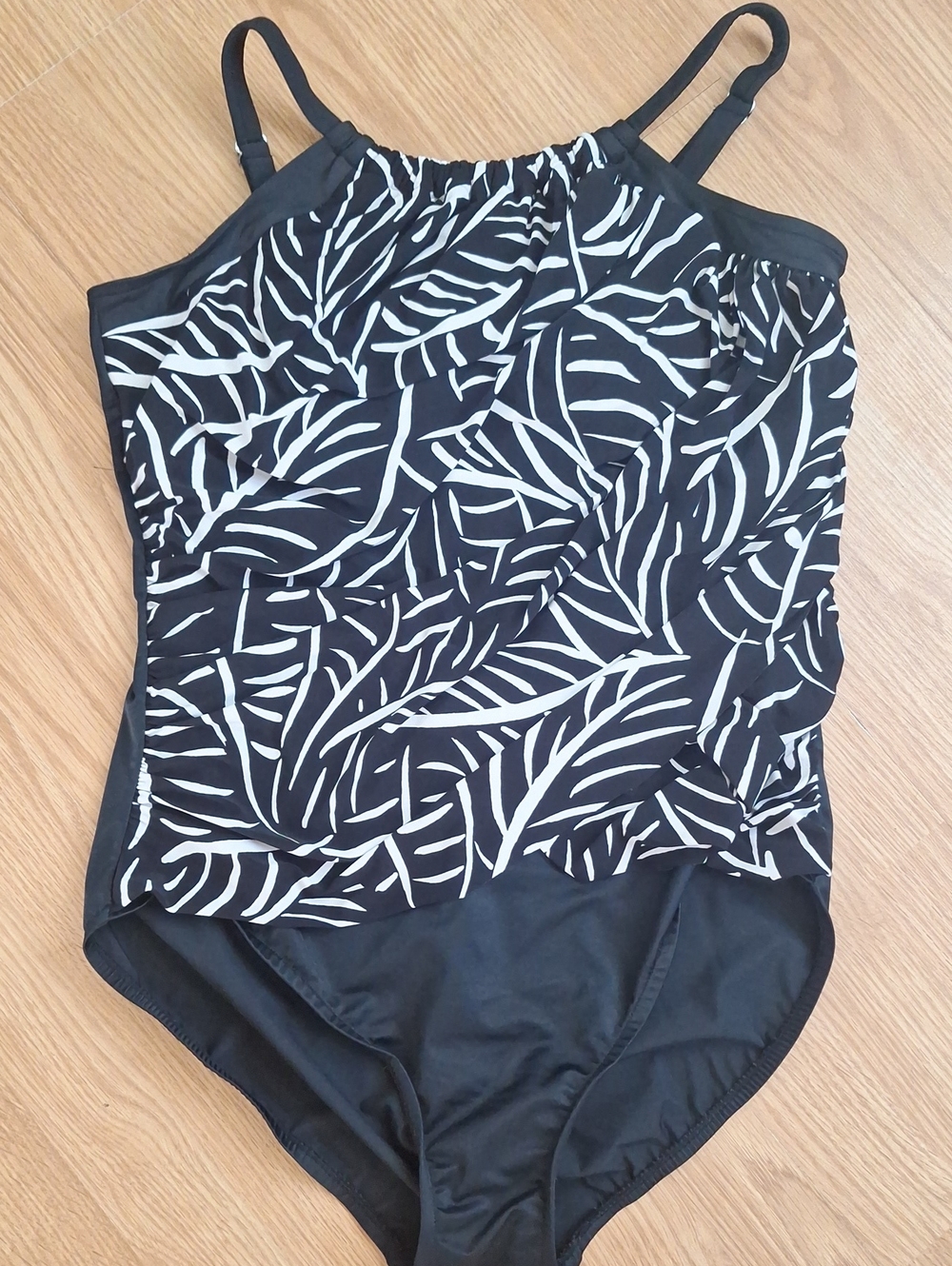 Trimshaper Black & White Pattern One-Piece Swimsuit